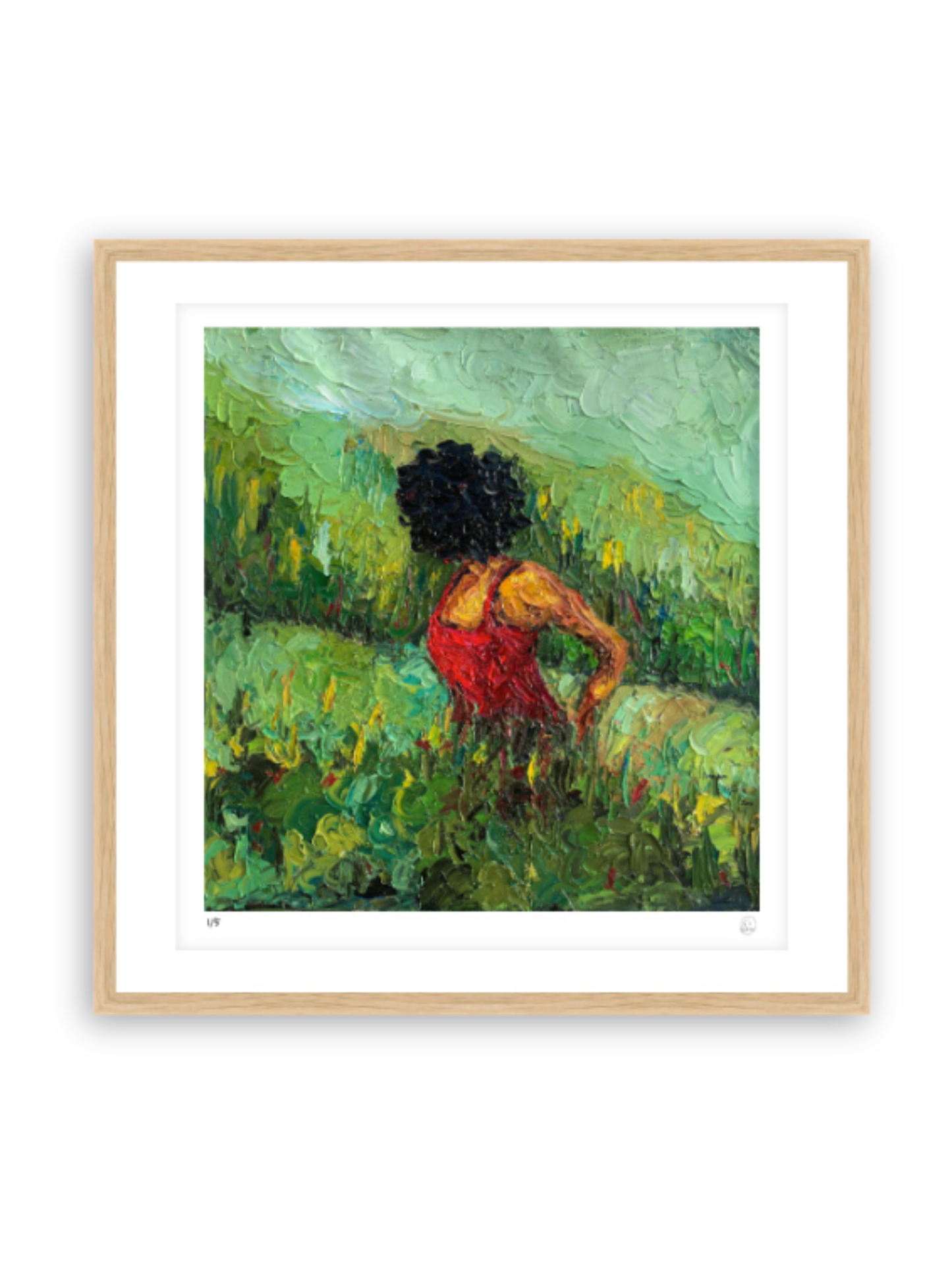 Lady in Red - 30cm x 30cm / Oak - Giclée